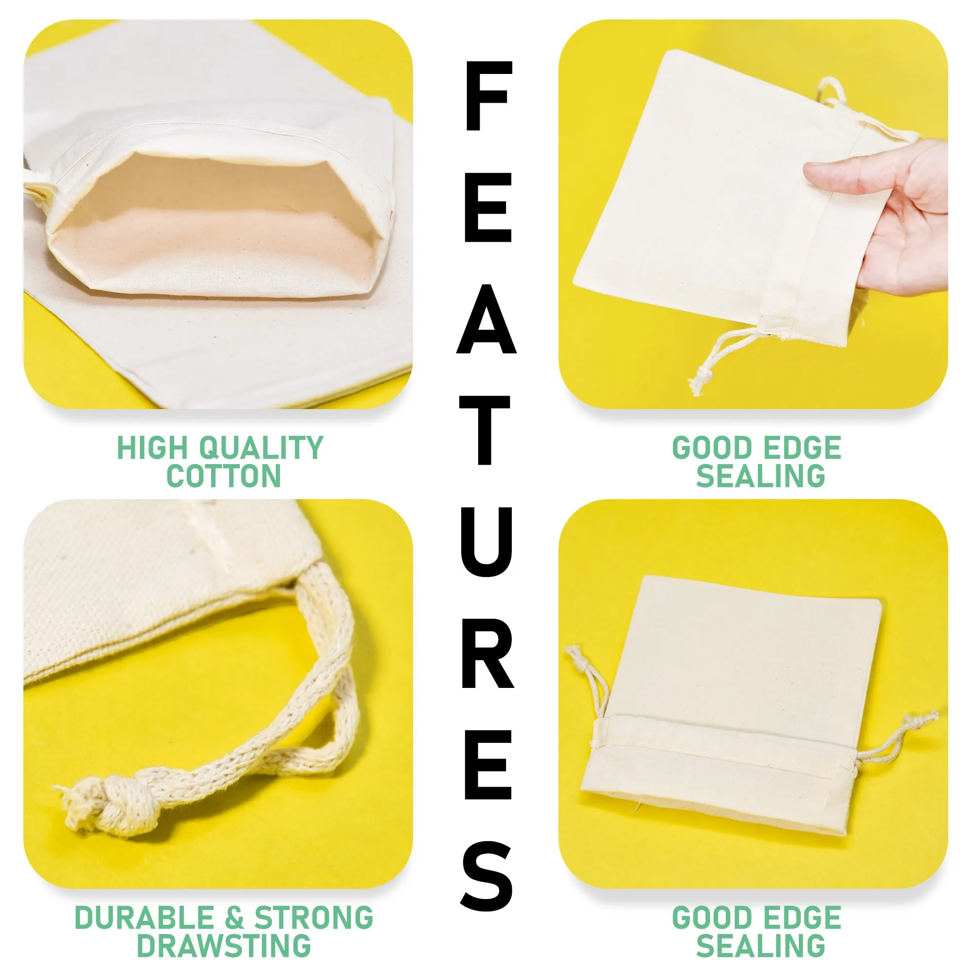12x20 inch Thick 100% Cotton Double Drawstring Bags