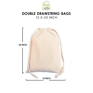 12x20 inch Thick 100% Cotton Double Drawstring Bags