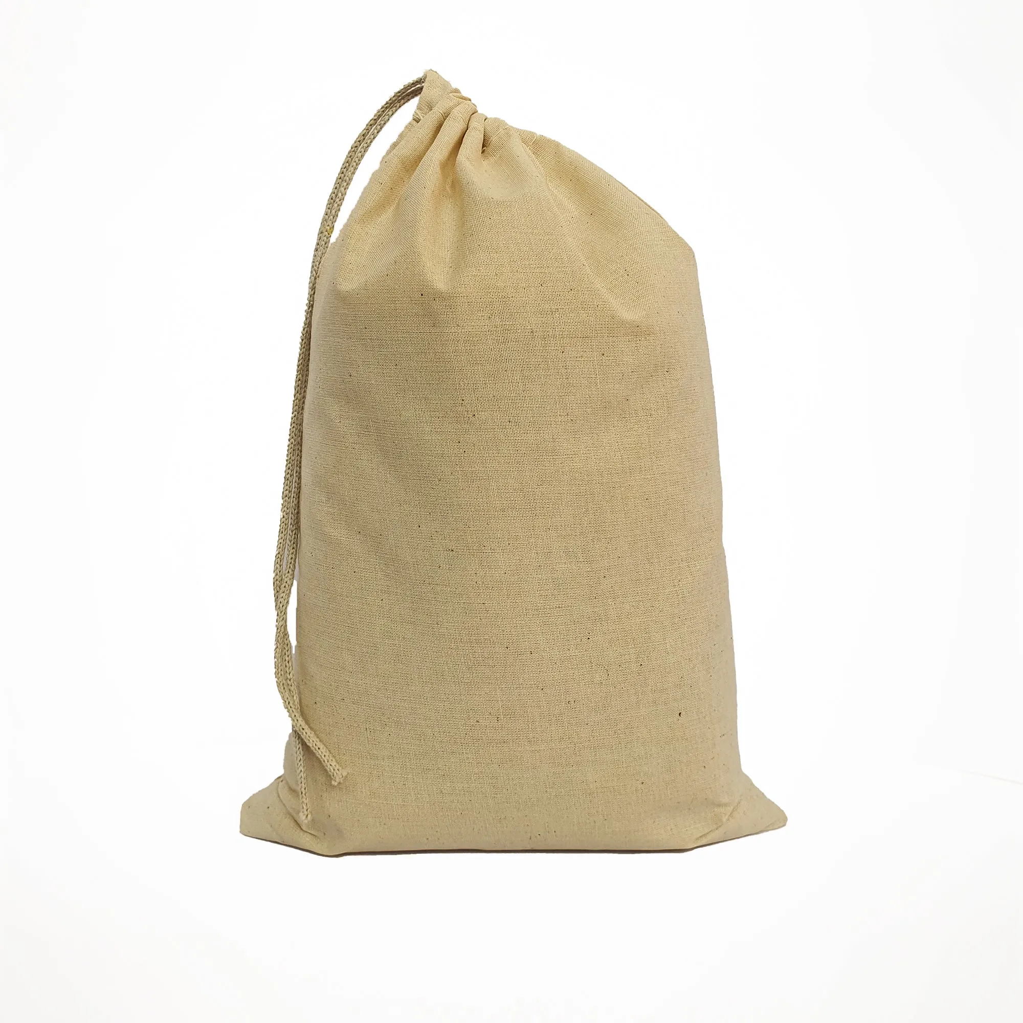 12x20 inches Single 100% Cotton Muslin Drawstring Bags