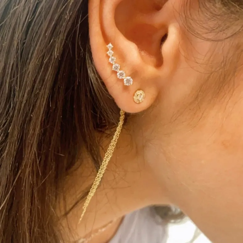 14K Gold Sparkling Ear Crawlers