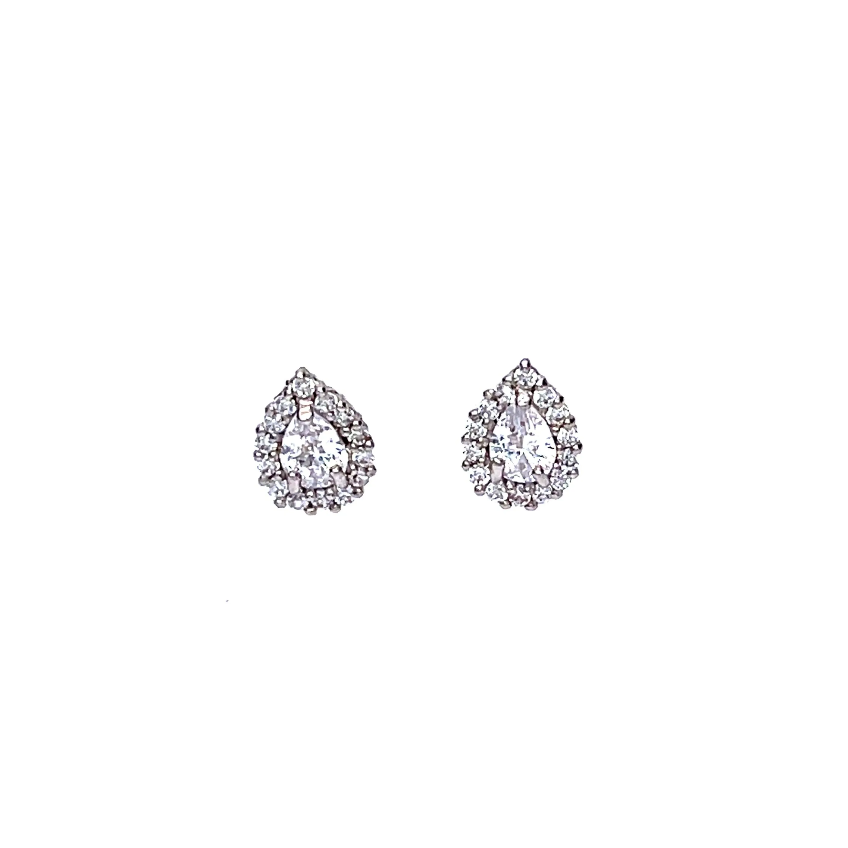 14K Gold Sparkling Pear Studs