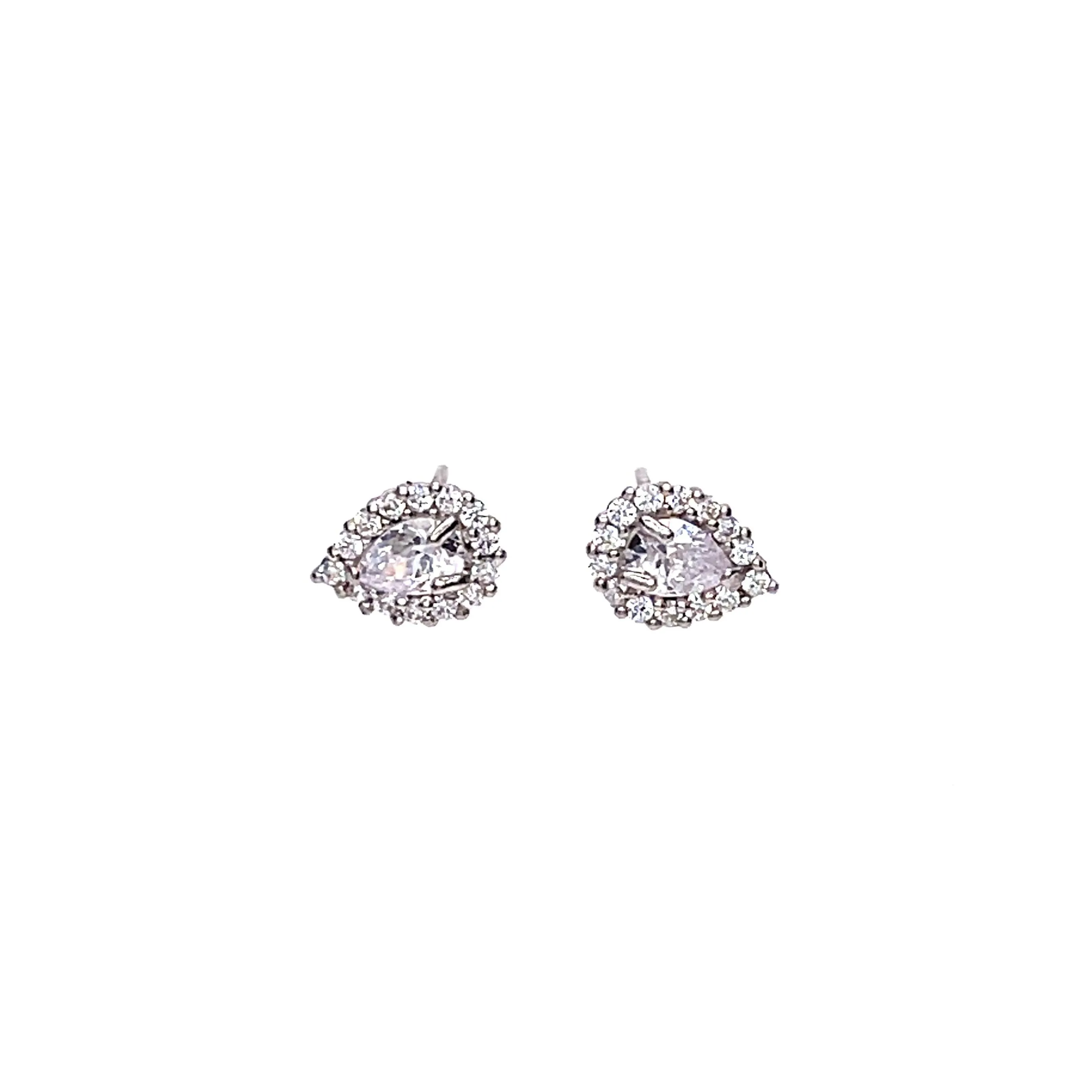 14K Gold Sparkling Pear Studs