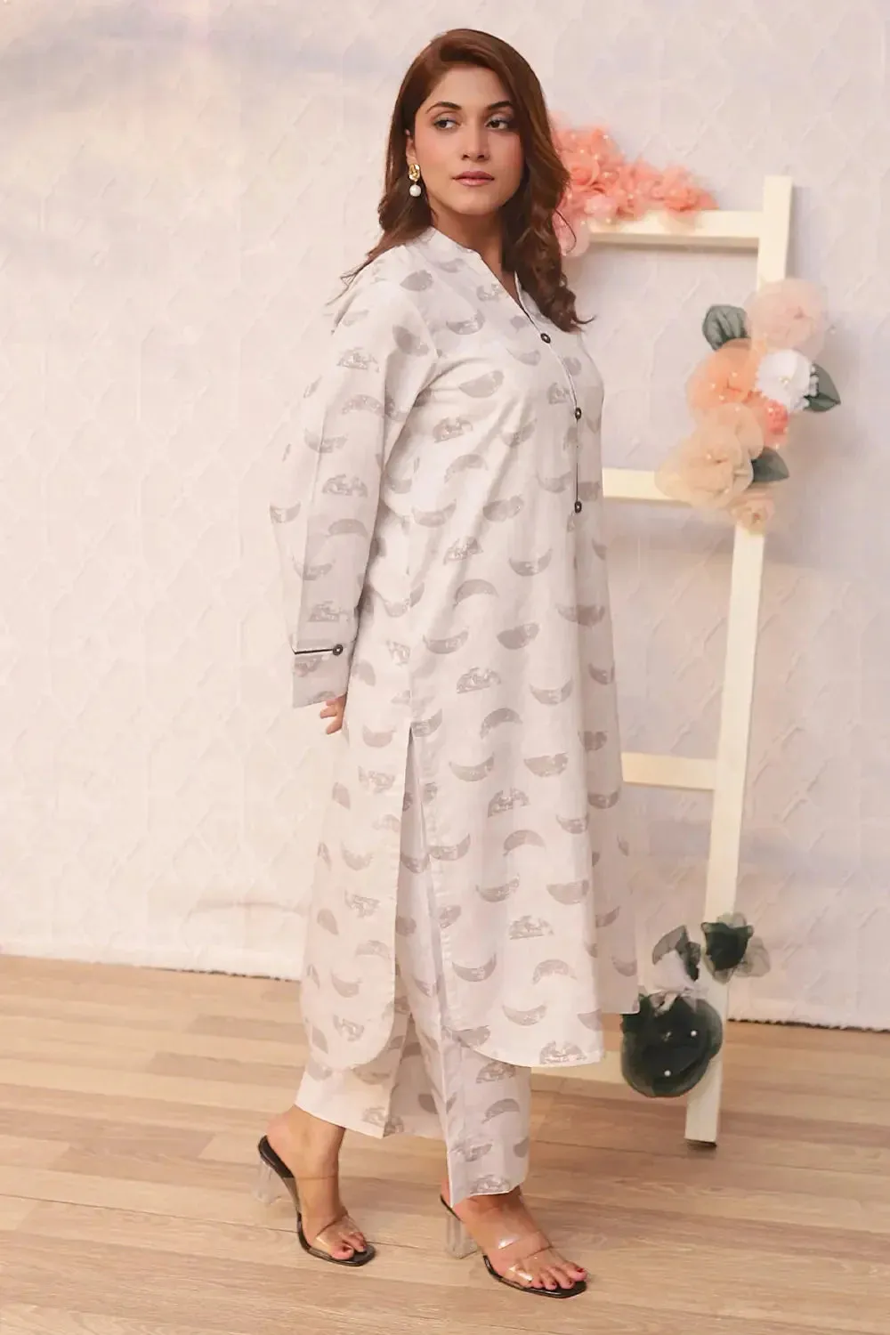 2PC Printed Stitched Cambric Suit KST-24038