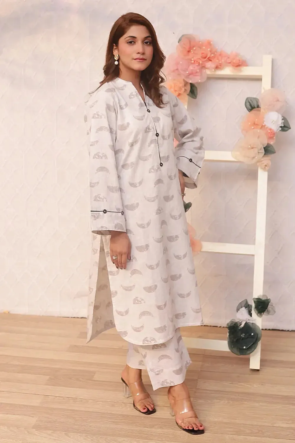2PC Printed Stitched Cambric Suit KST-24038