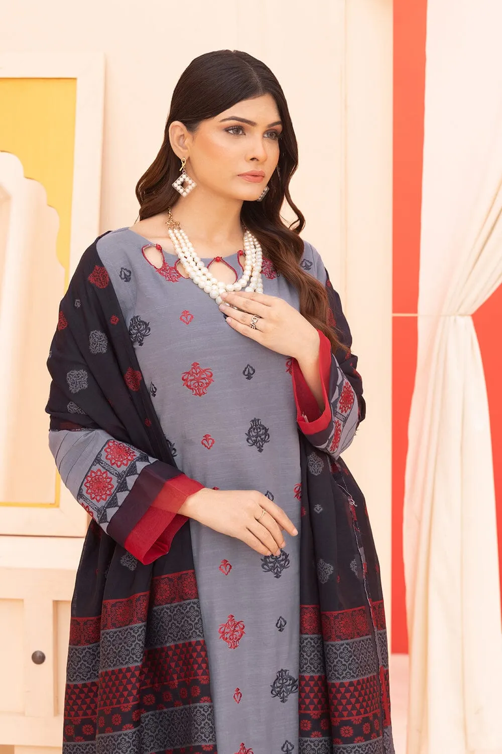 3PC Unstitched Embroidered Khaddar Suit KKE-2274