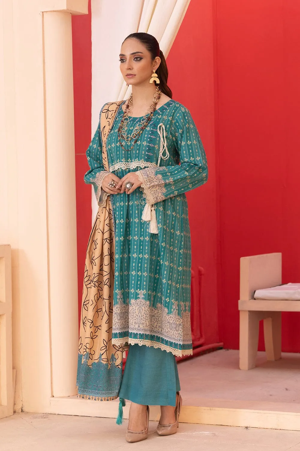 3PC Unstitched Khaddar Suit KKH-2337