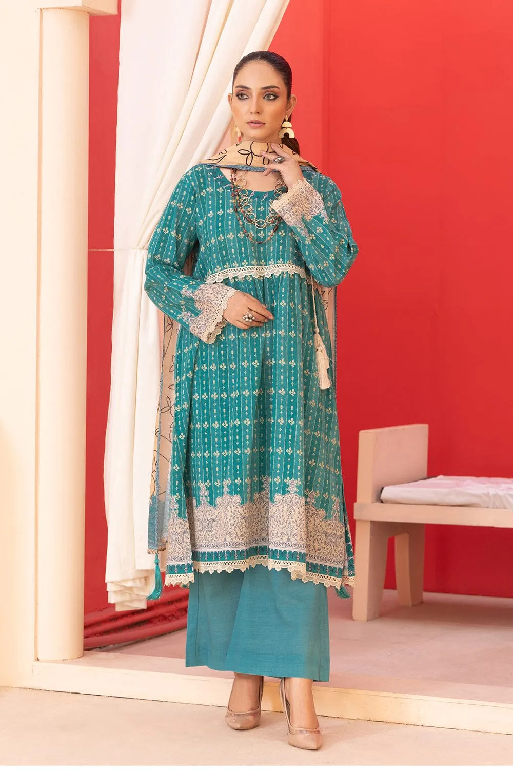 3PC Unstitched Khaddar Suit KKH-2337