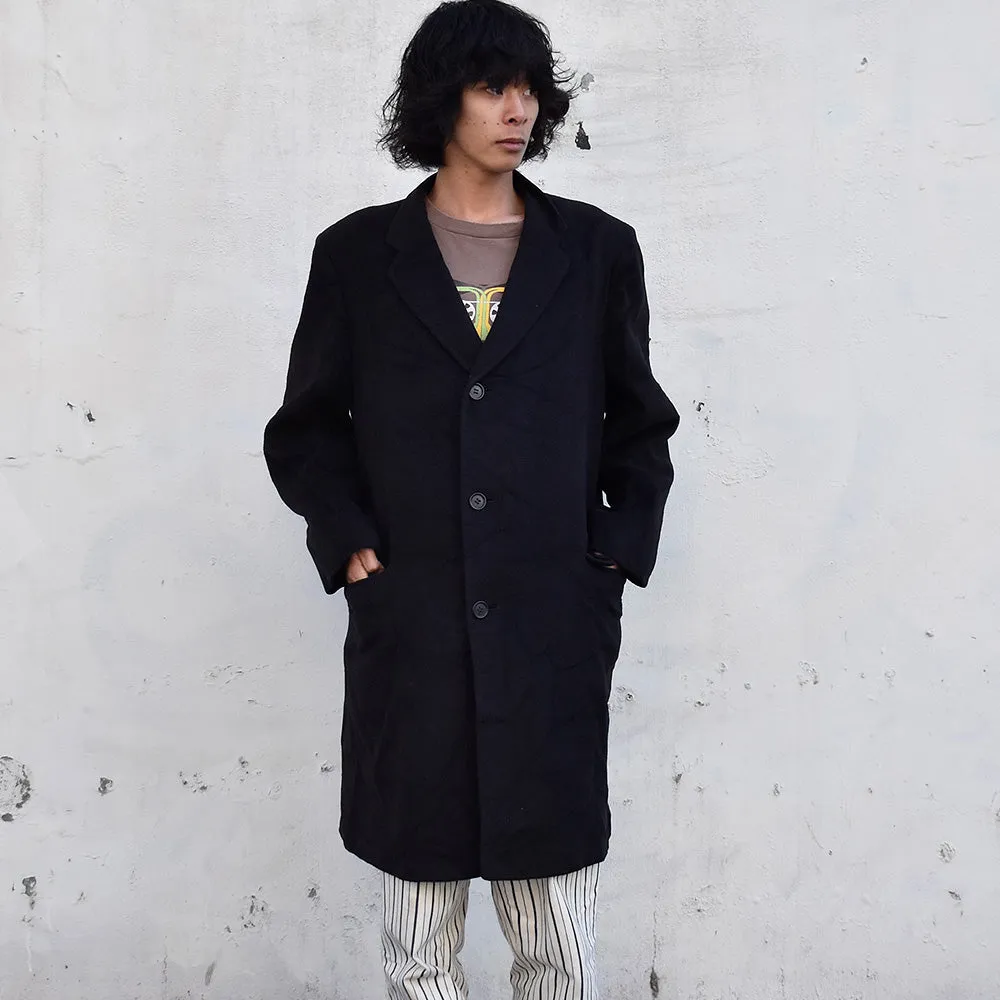 50's～ Varsity Town Clothes カシミア チェスターコート ブラック！ 240107H