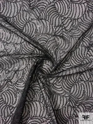 All-Over Embroidered and Sequined Fine Netting - Black