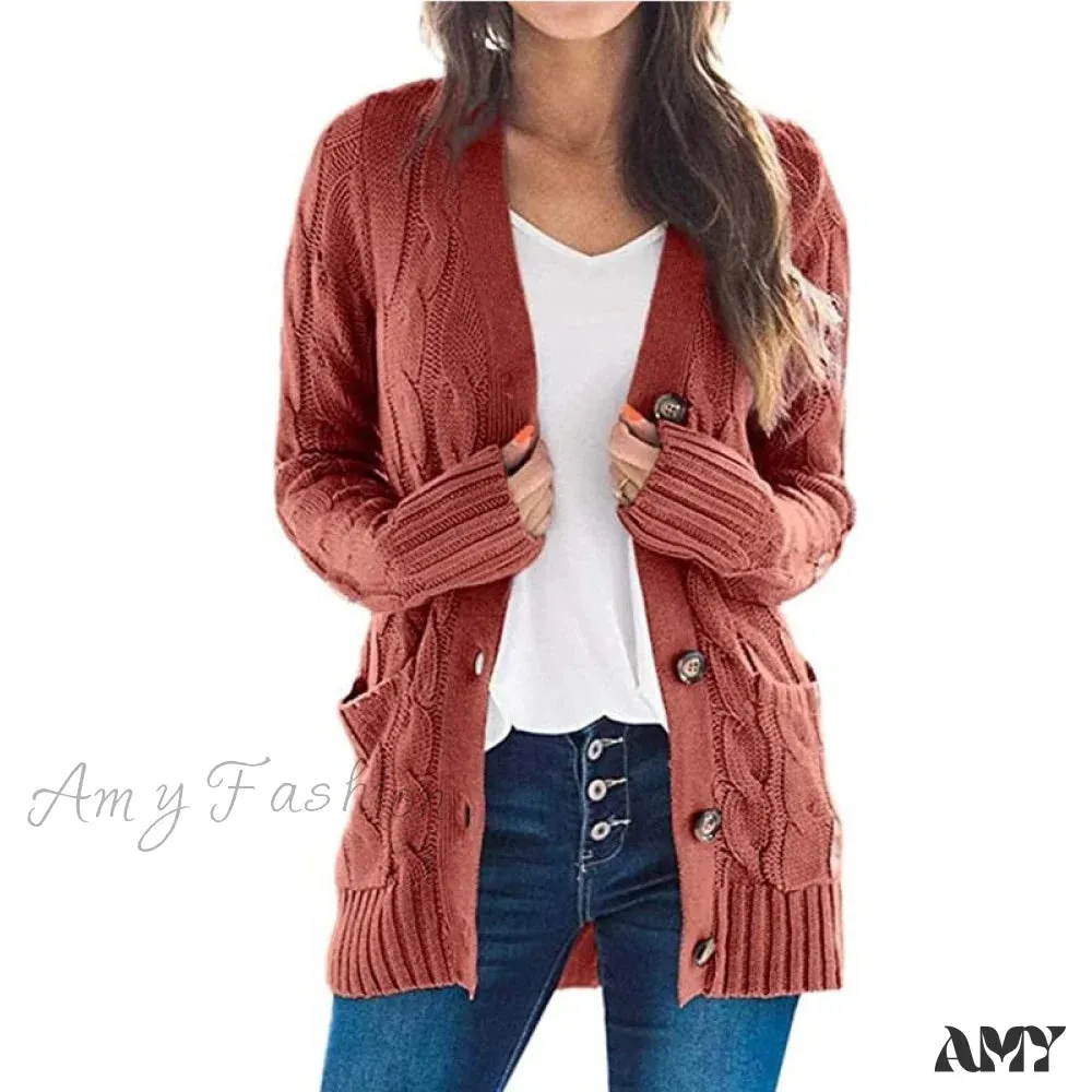 Amy Fashion - Long Sleeve Cable Loose Winter Tops Sweater