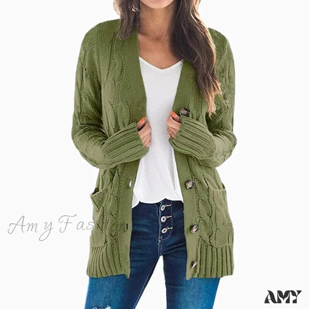 Amy Fashion - Long Sleeve Cable Loose Winter Tops Sweater