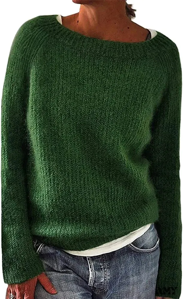Amy Fashion - Women Winter Loose Casual Pullover Knit Sweater