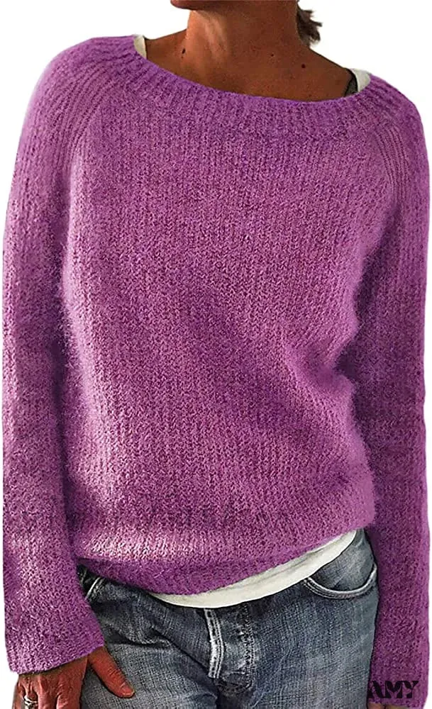 Amy Fashion - Women Winter Loose Casual Pullover Knit Sweater