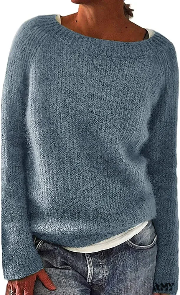 Amy Fashion - Women Winter Loose Casual Pullover Knit Sweater