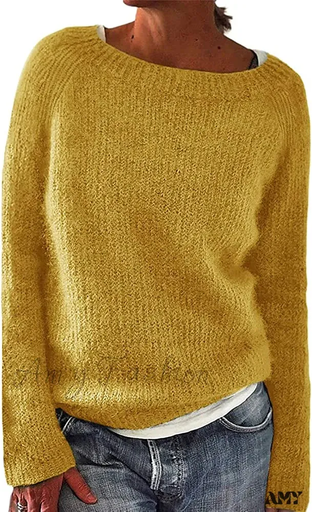 Amy Fashion - Women Winter Loose Casual Pullover Knit Sweater