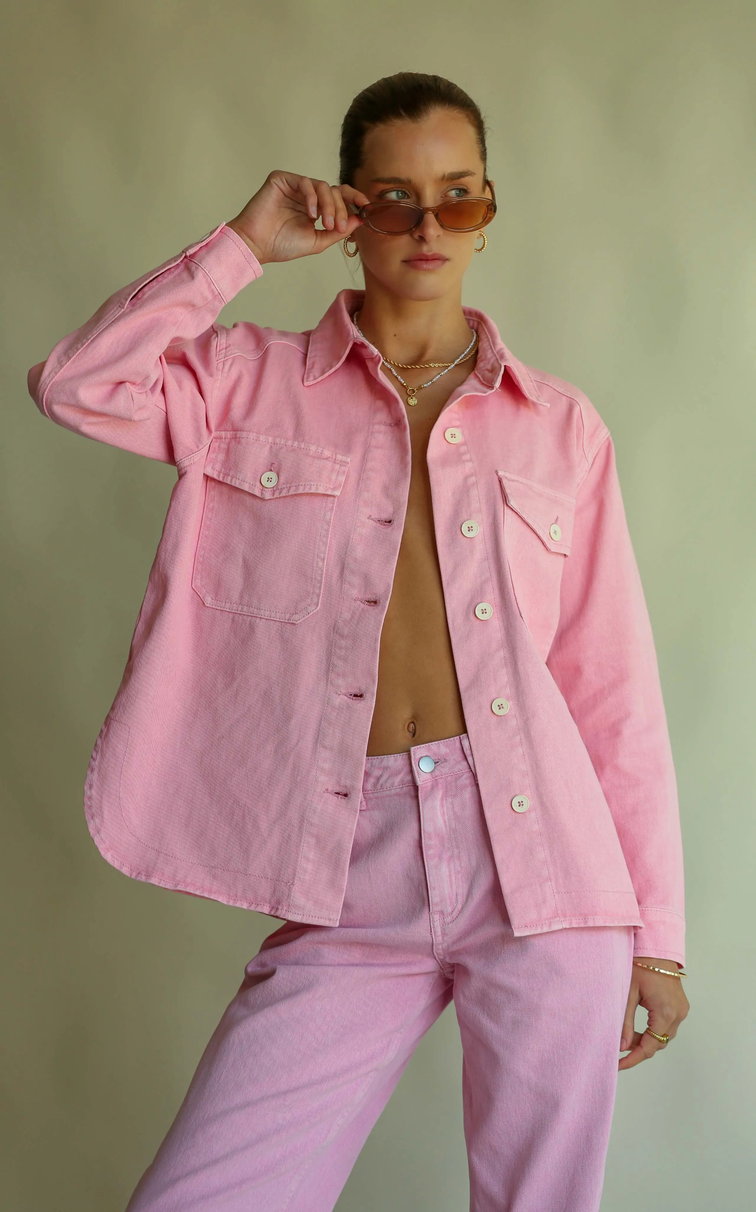 ARAMINTA JAMES Womens Merci Denim Shacket - Peony