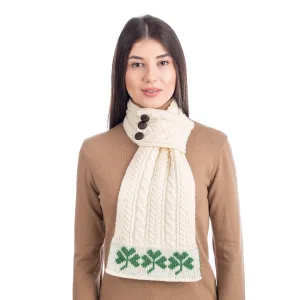Aran Loop Scarf 32 x 8 Inches featuring Shamrock Pattern Made in Ireland
