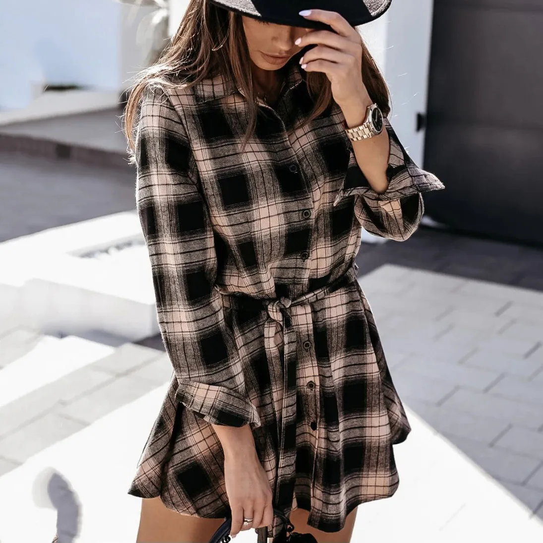 Autumn and winter fashion sexy print shirt skirt dress