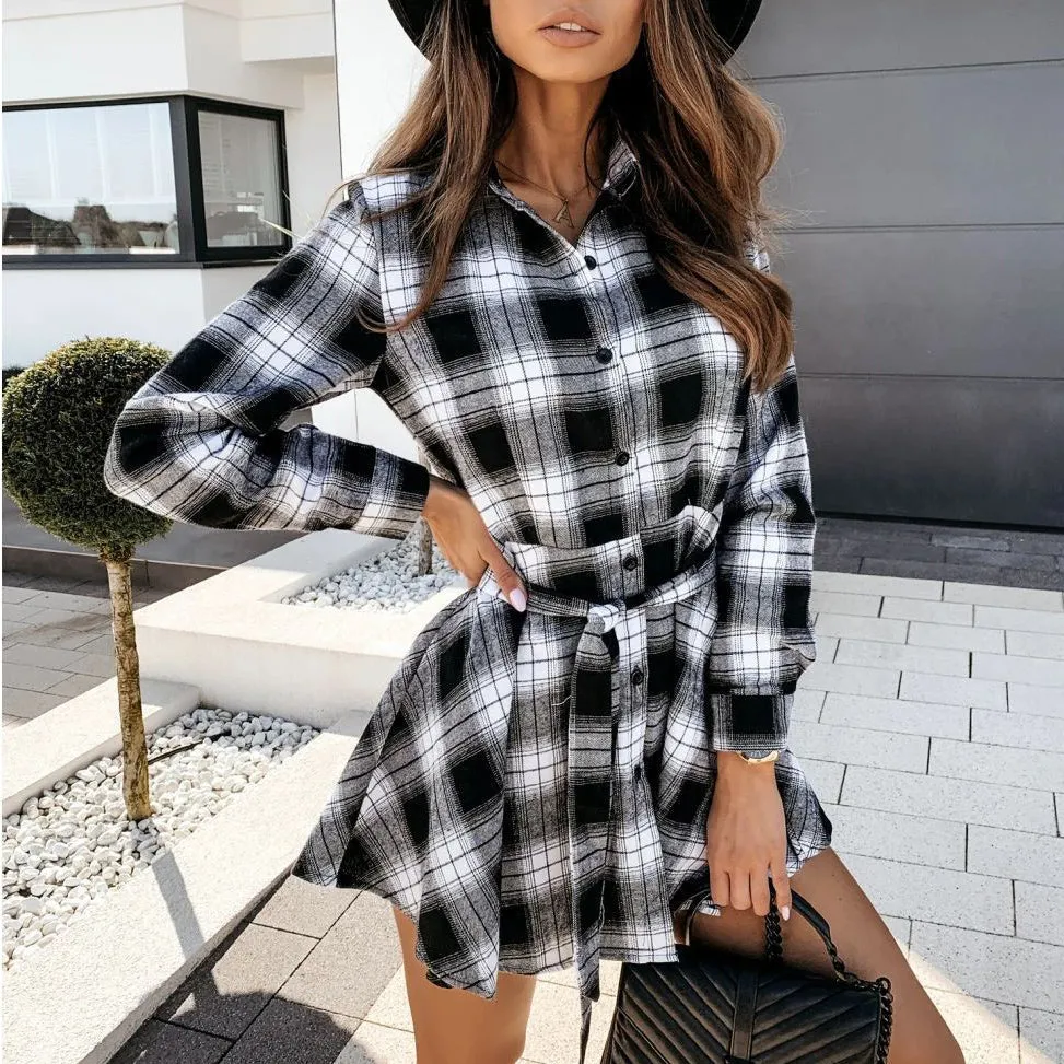 Autumn and winter fashion sexy print shirt skirt dress