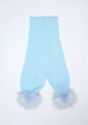 Baby Blue Double Pom Pom Scarf
