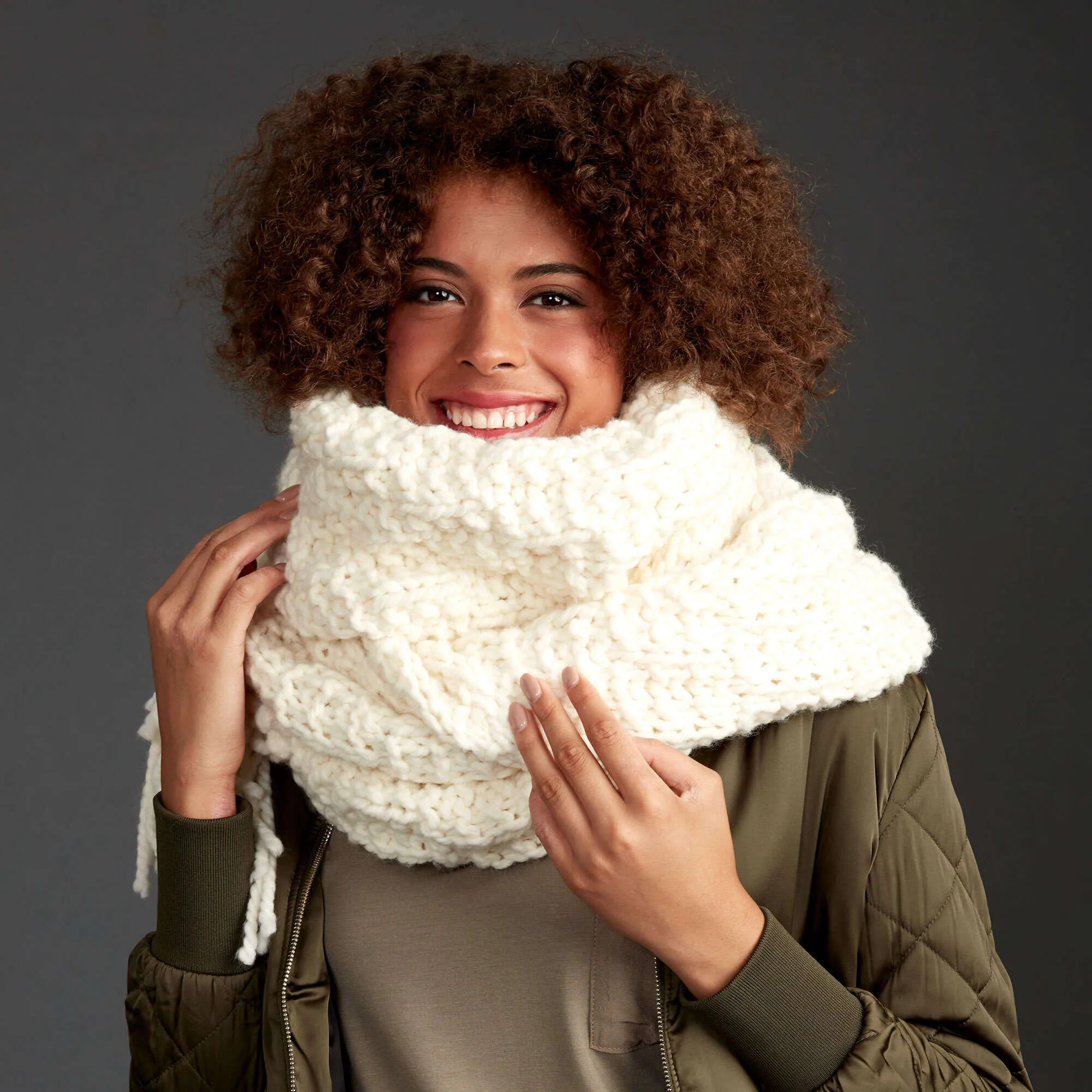 Bernat Rib Check Knit Super Scarf
