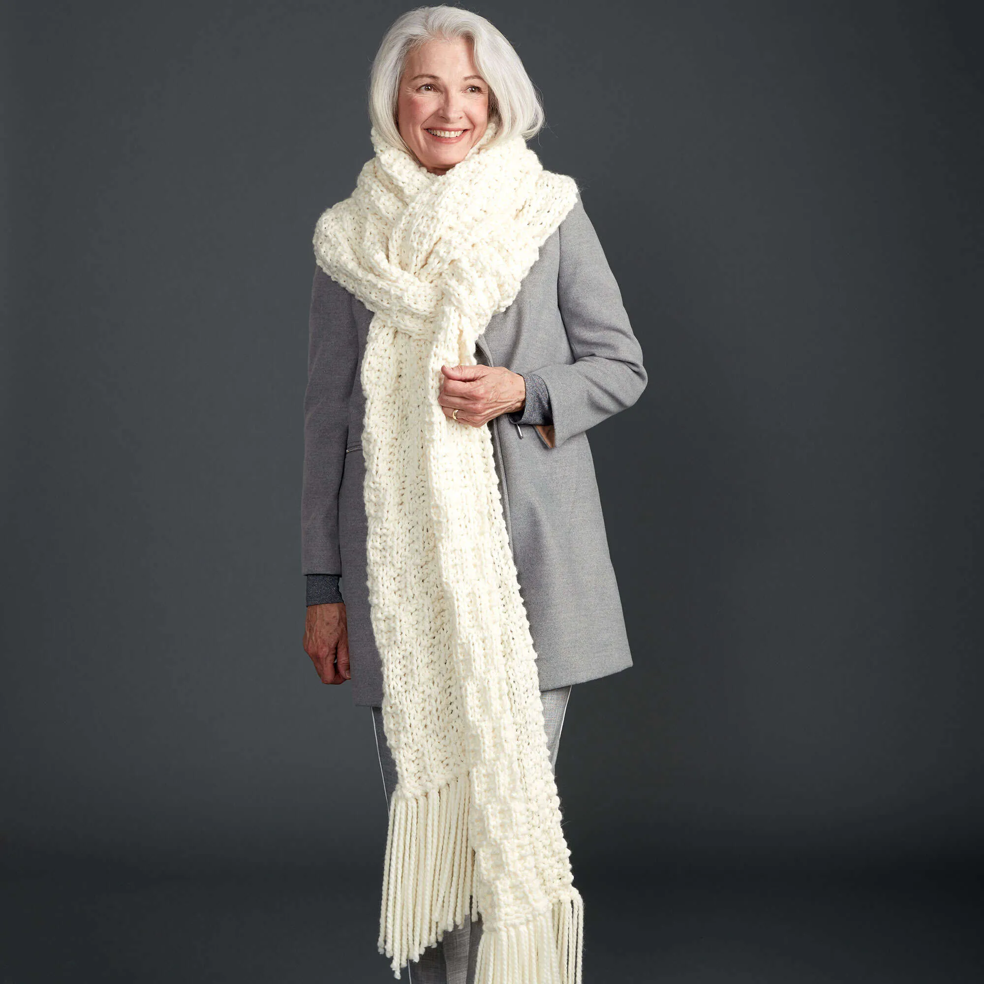 Bernat Rib Check Knit Super Scarf
