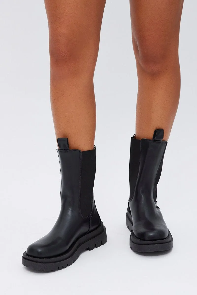 Black Chunky Sole Boots