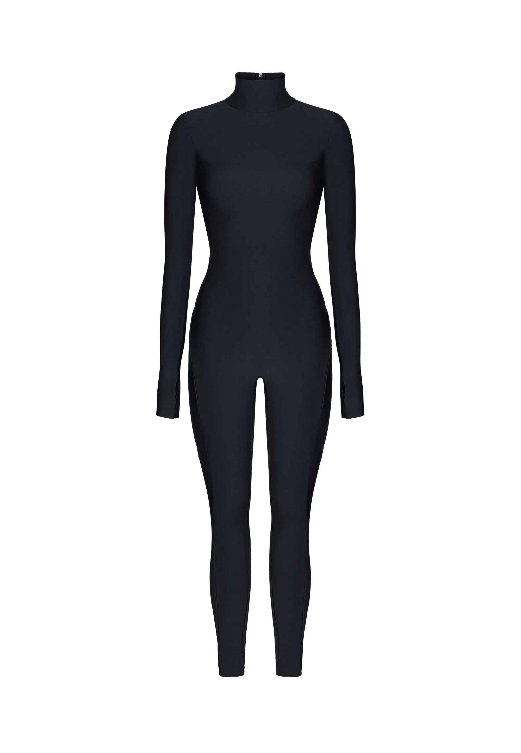 Black Long Sleeve High Neck Full Bodysuit
