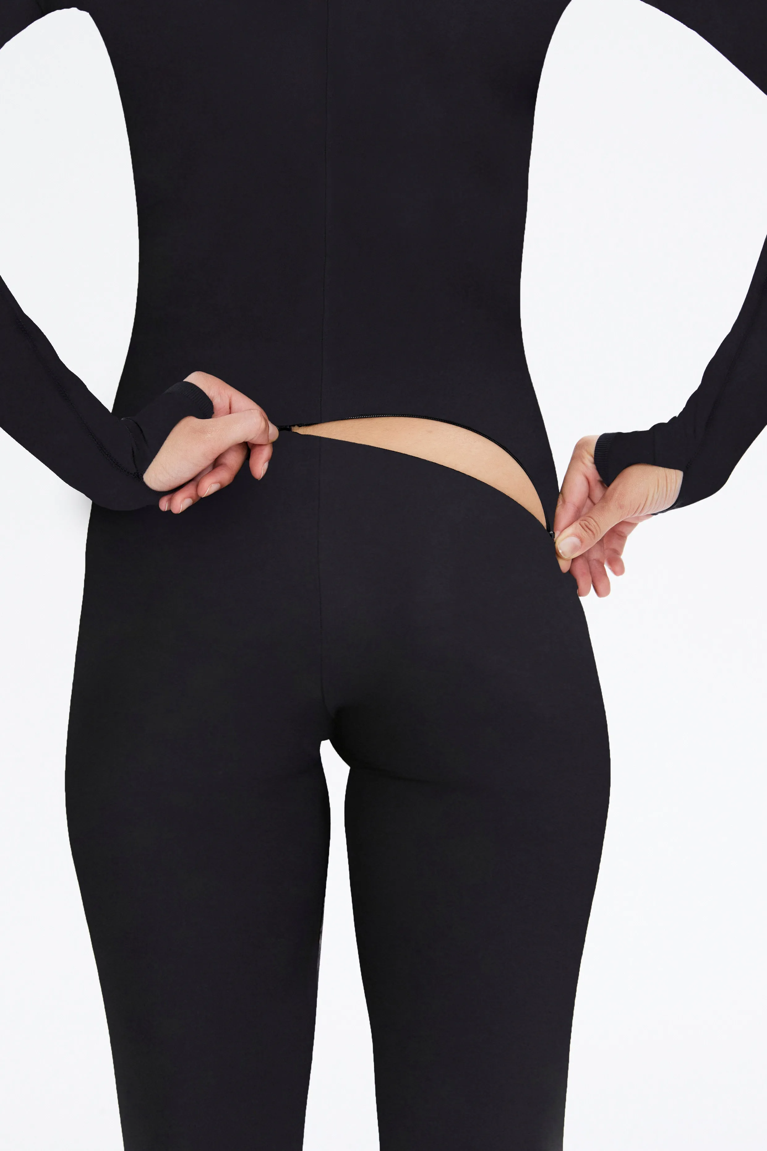 Black Long Sleeve High Neck Full Bodysuit