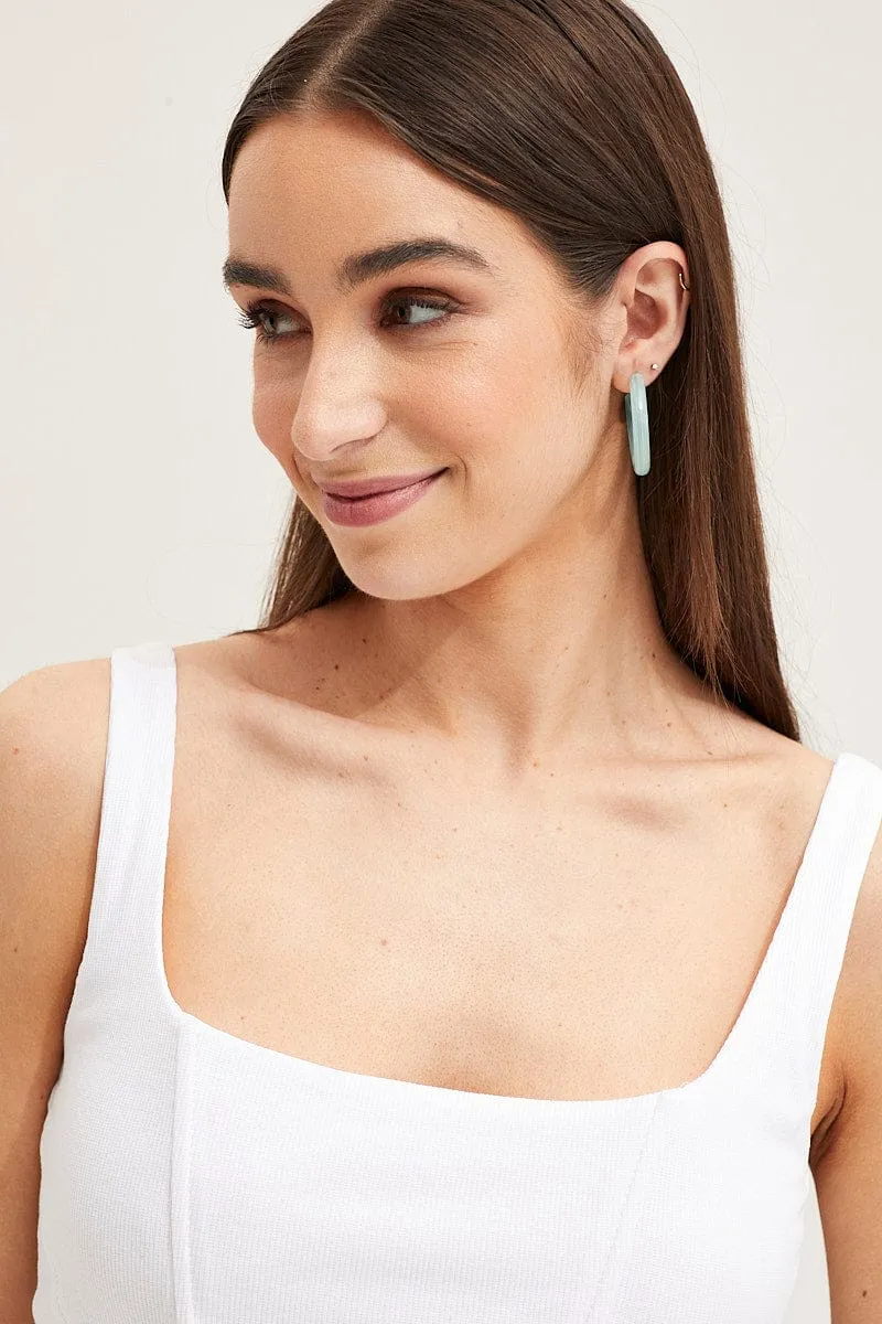 Blue 3 Pack Resin Hoop Earrings
