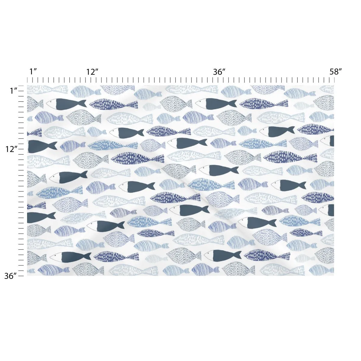 Brushed Fish 300dpi Large FabSmith - Natural Fiber Fabric By The Yard