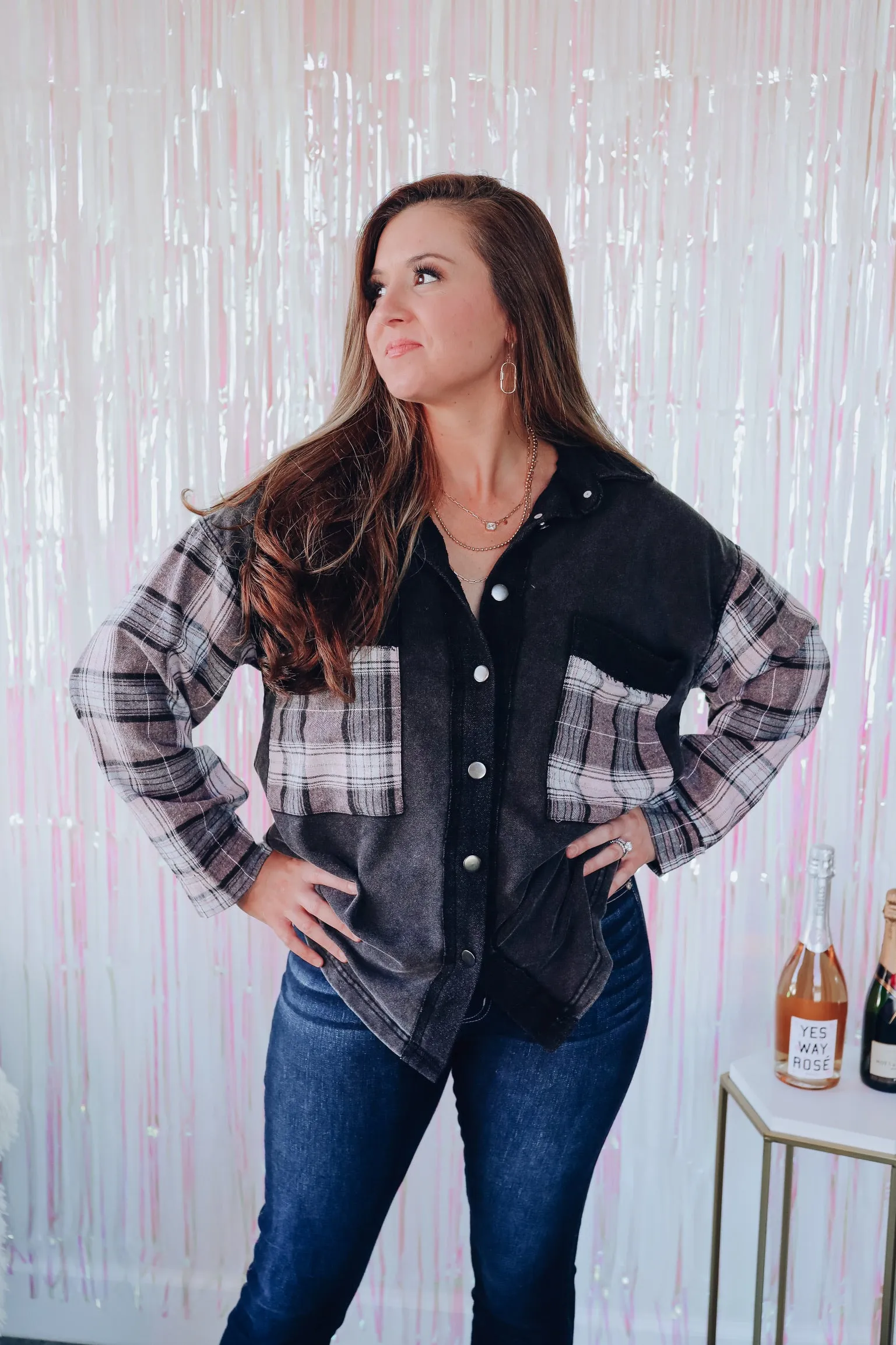 Cabrillo Contrast Plaid Shaket - Charcoal