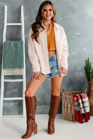 Cafe Casual Oversized Fleece Shacket (Cream)