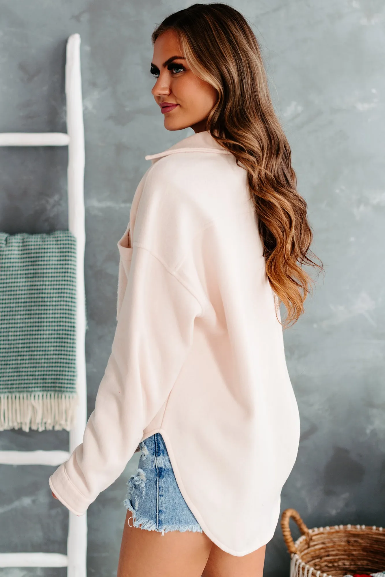 Cafe Casual Oversized Fleece Shacket (Cream)