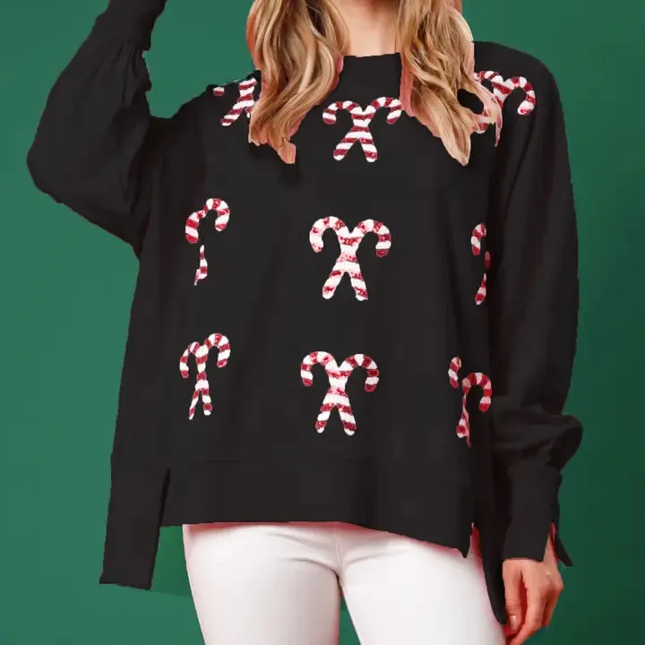 Candy Cane Sequined Sweater