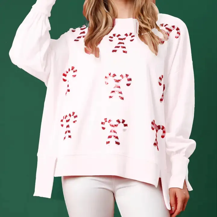 Candy Cane Sequined Sweater