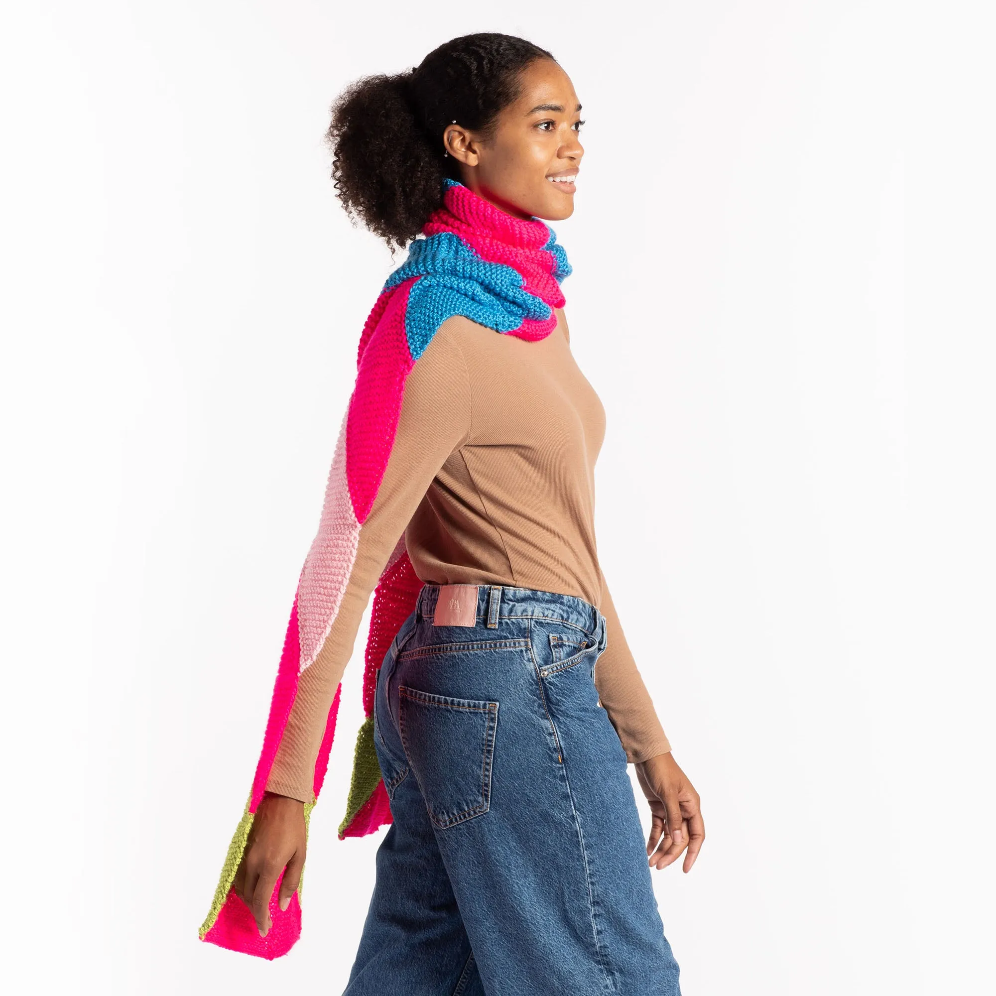 Caron Chevron Bands Knit Scarf
