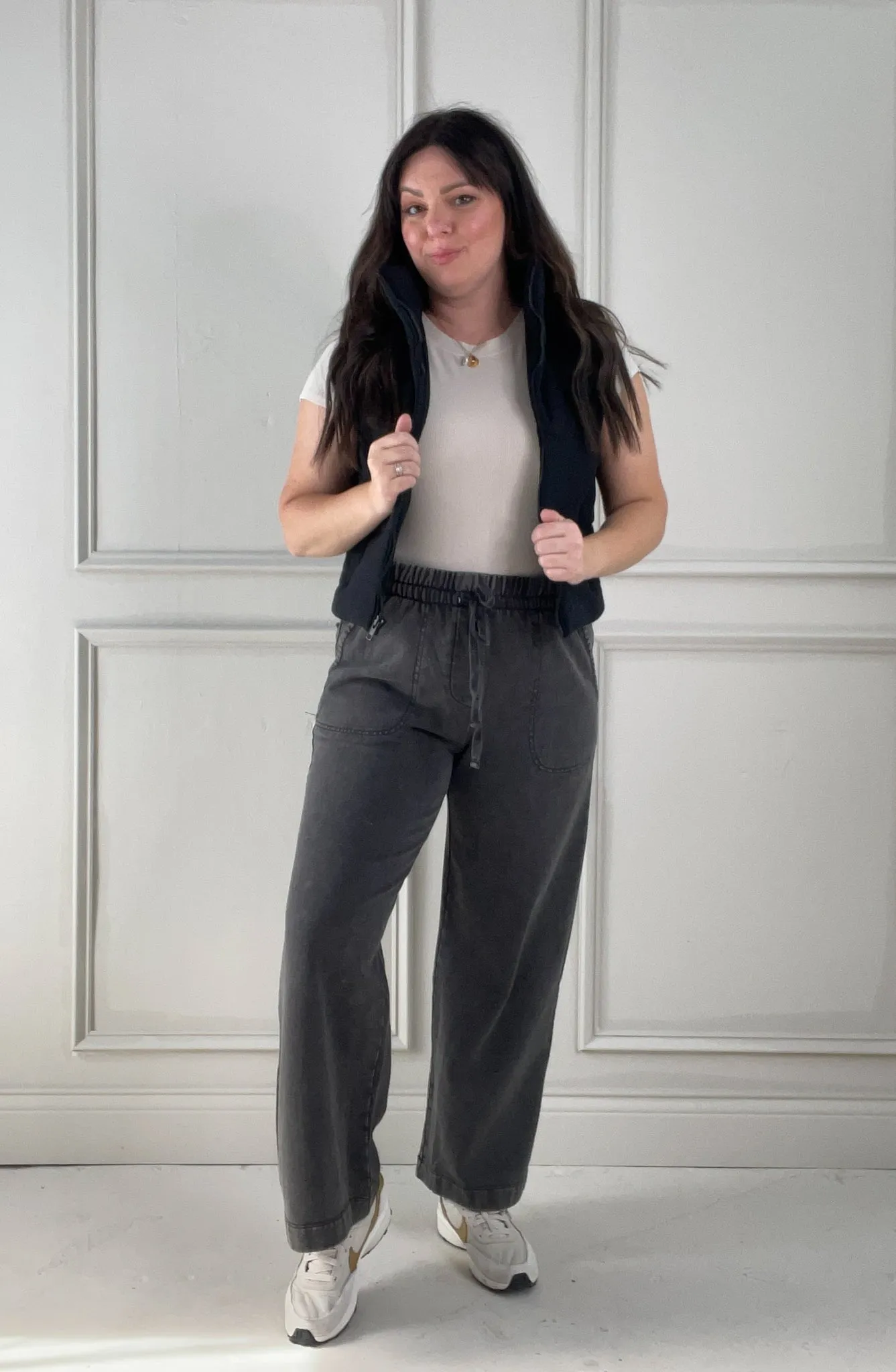 Casually Cute Acid Wash Drawstring Sweatpants