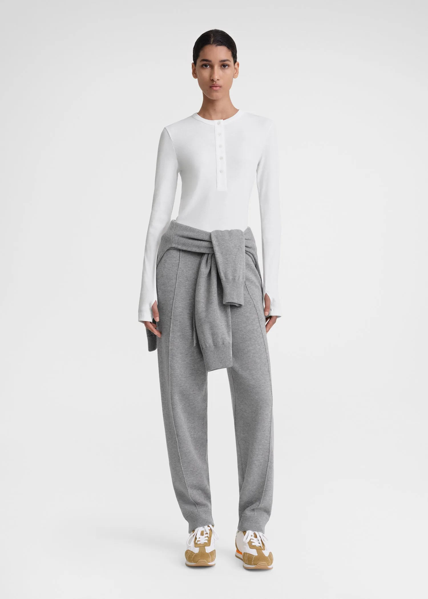 Classic rib henley top white