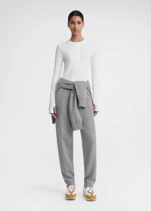 Classic rib henley top white