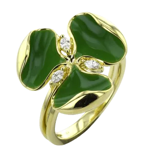 Clover Fashion Ring in 18k Gold with Diamonds