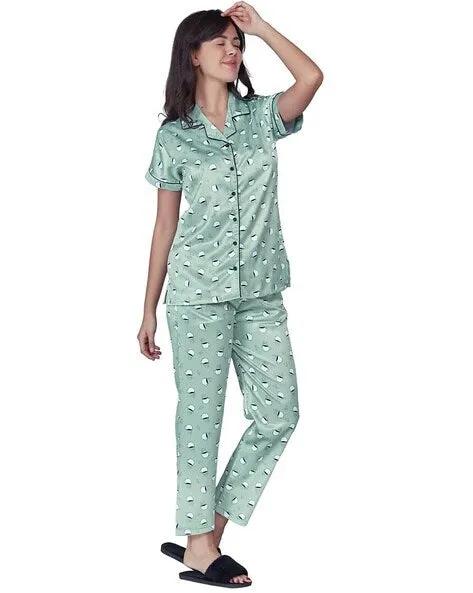 COMBO OF 2 Night Wear Satin Maroon Light Green Color suits