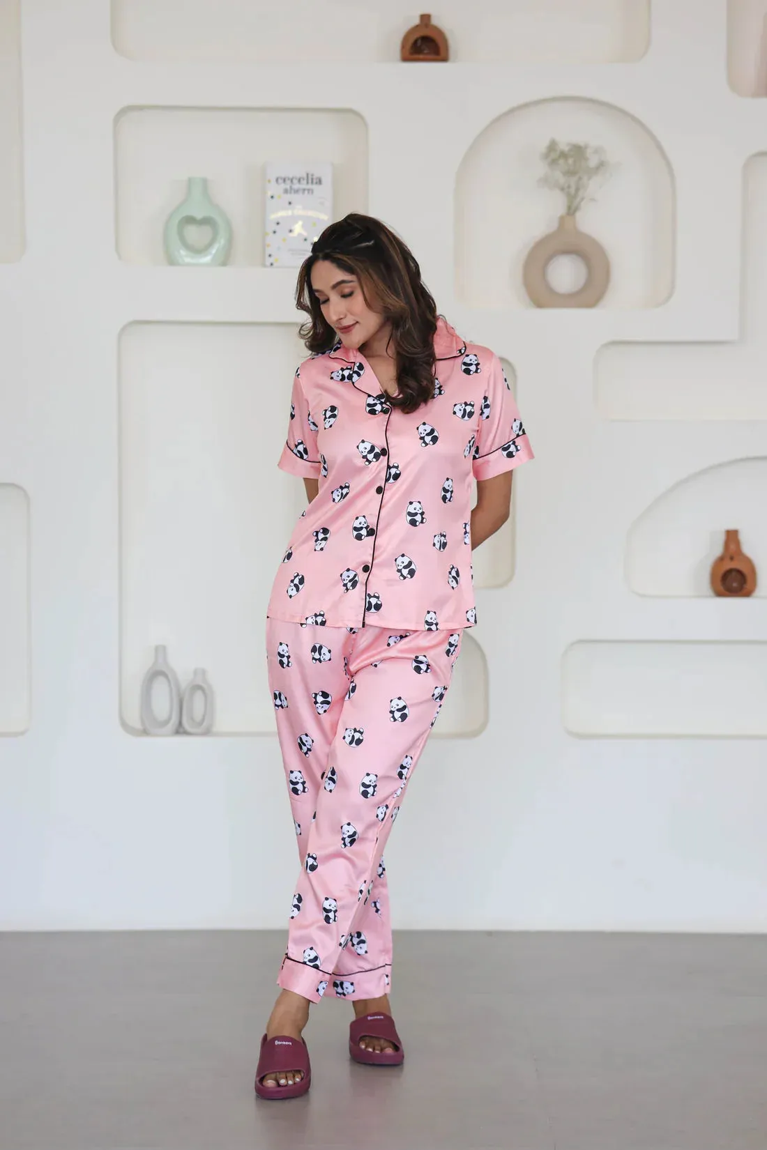 COMBO OF 2 Night Wear Satin Pastel Grey Pastel Pink Color suits