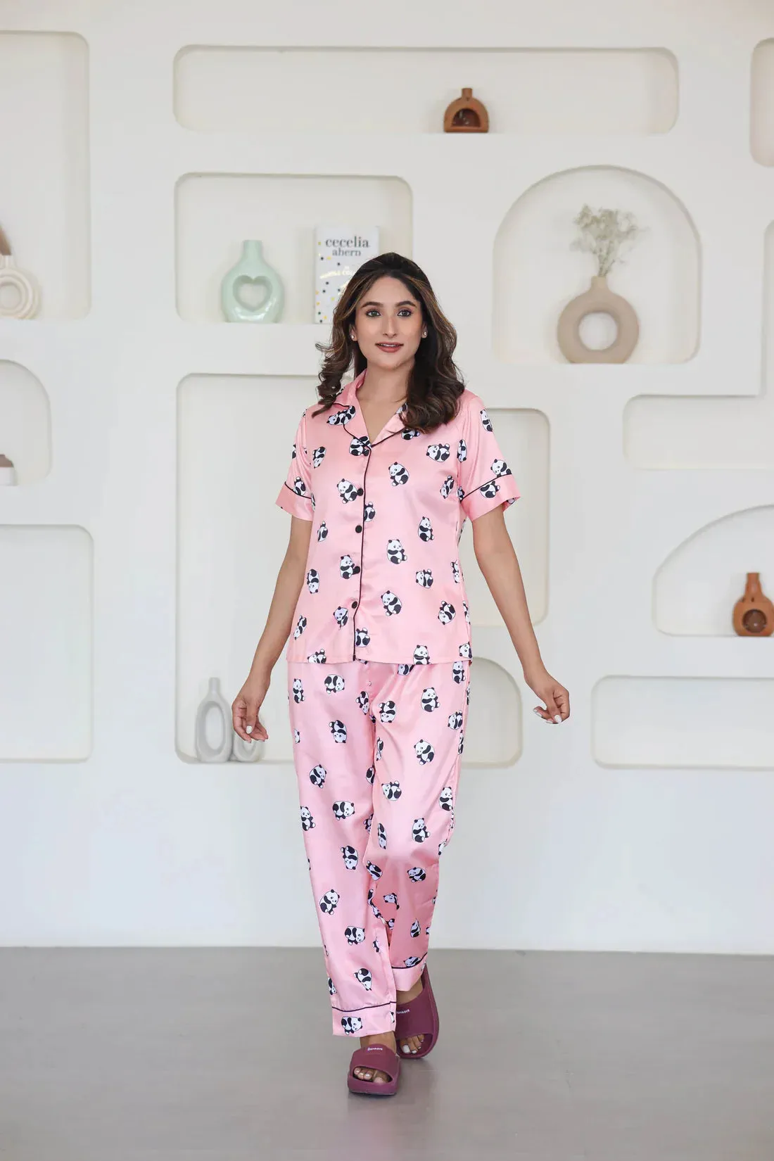 COMBO OF 2 Night Wear Satin Pastel Grey Pastel Pink Color suits