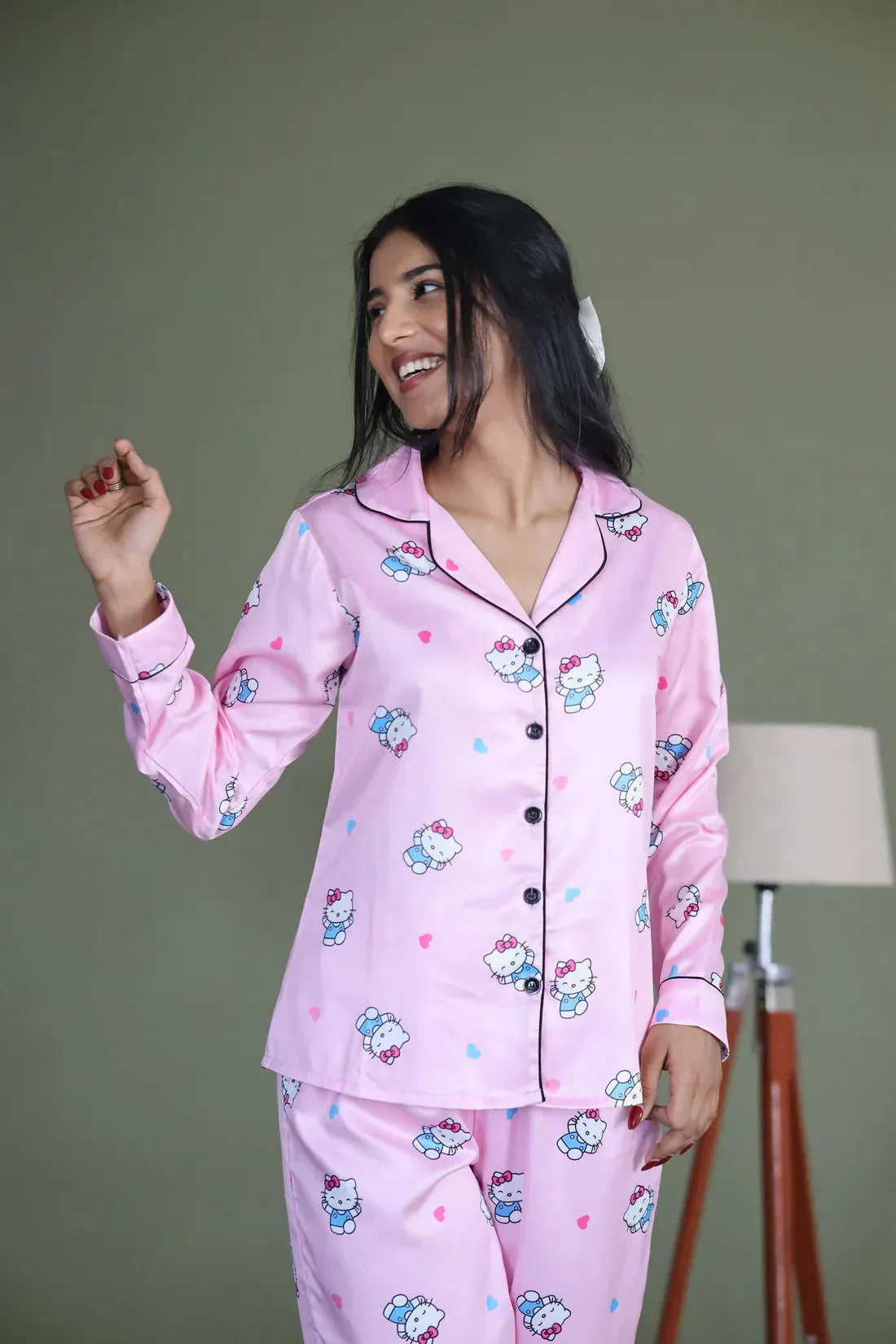 COMBO OF 2 Night Wear Satin Pastel Pink Light PInk Color suits