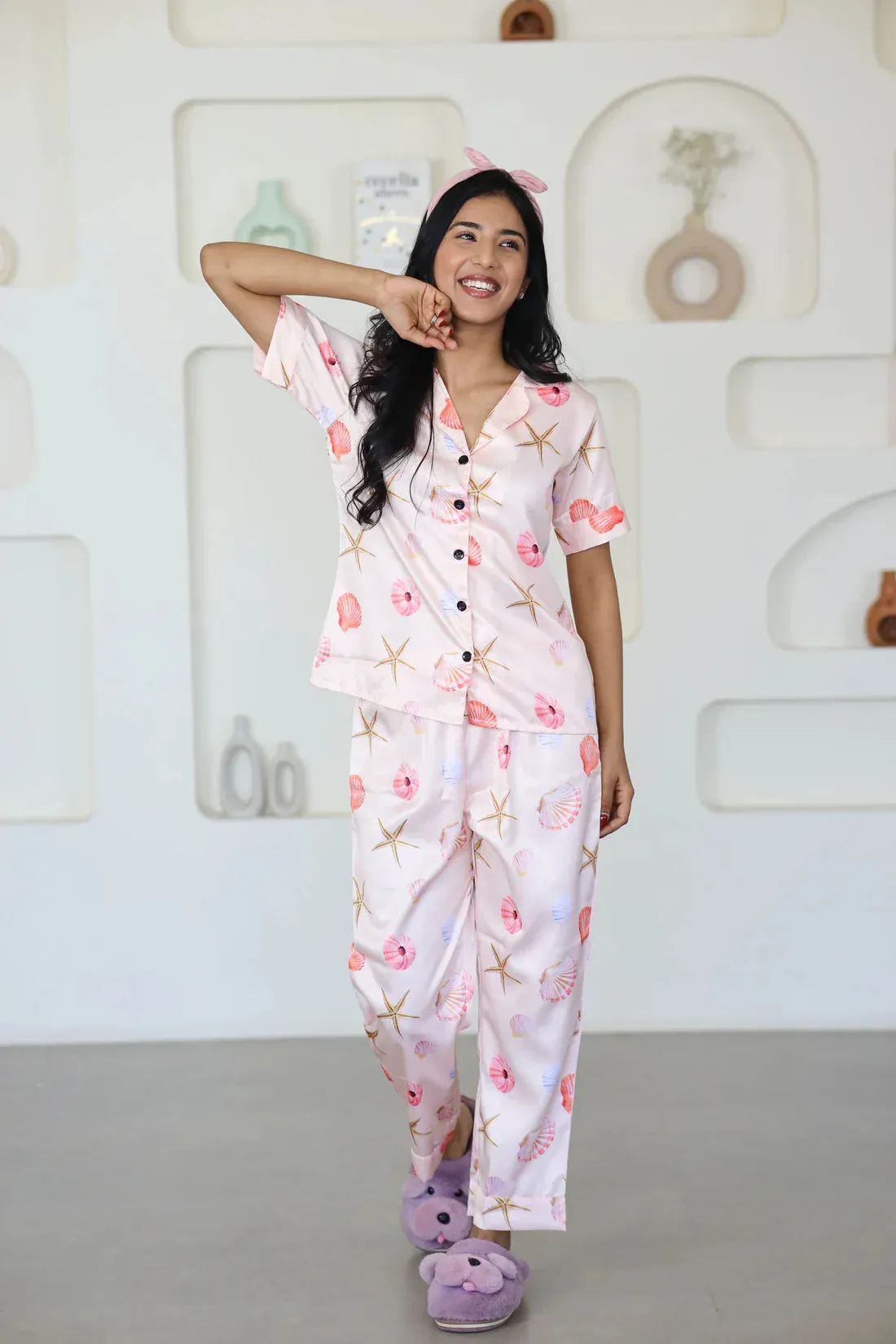 COMBO OF 2 Night Wear Satin Pastel Pink Light PInk Color suits