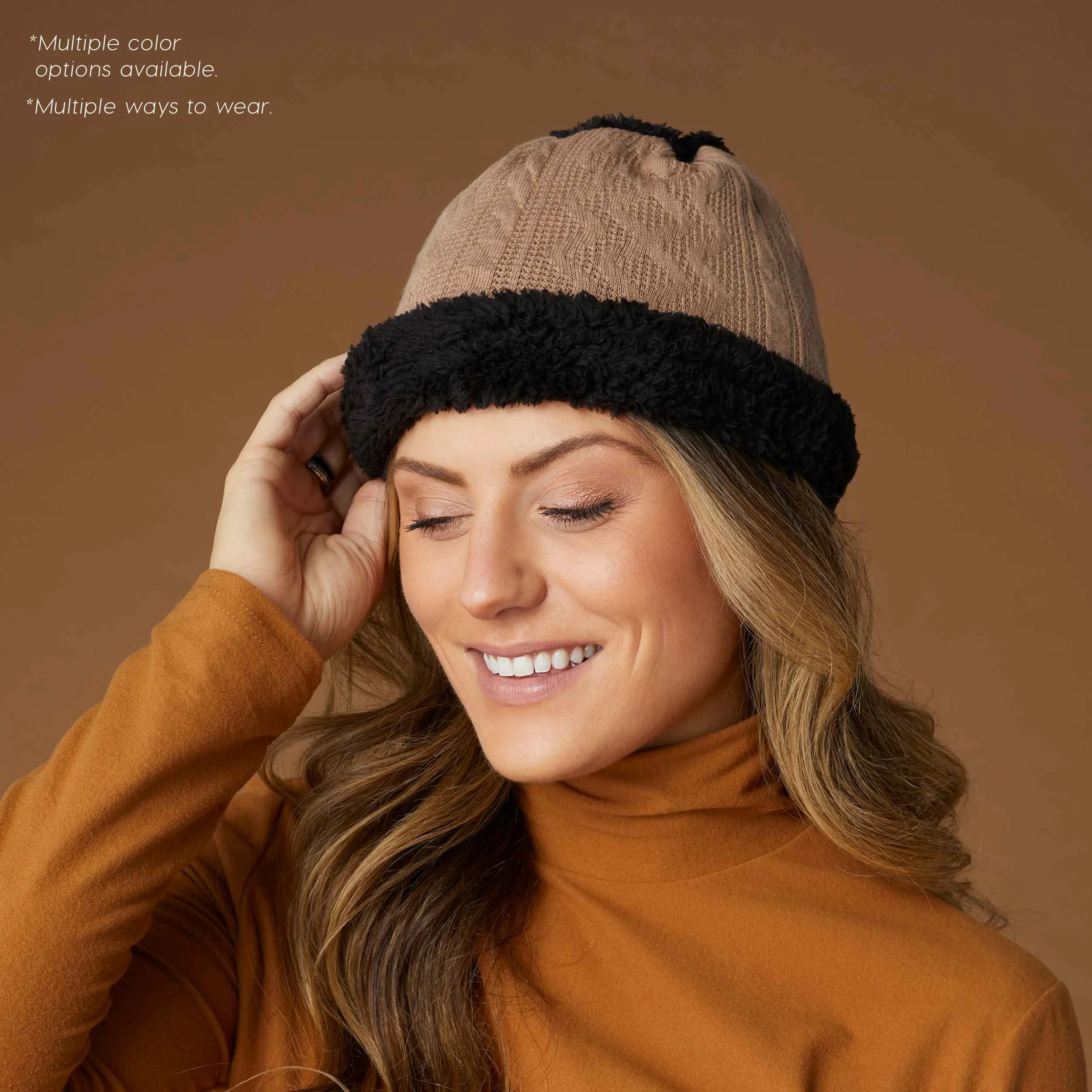 Convertible Snood with Sherpa - Natural