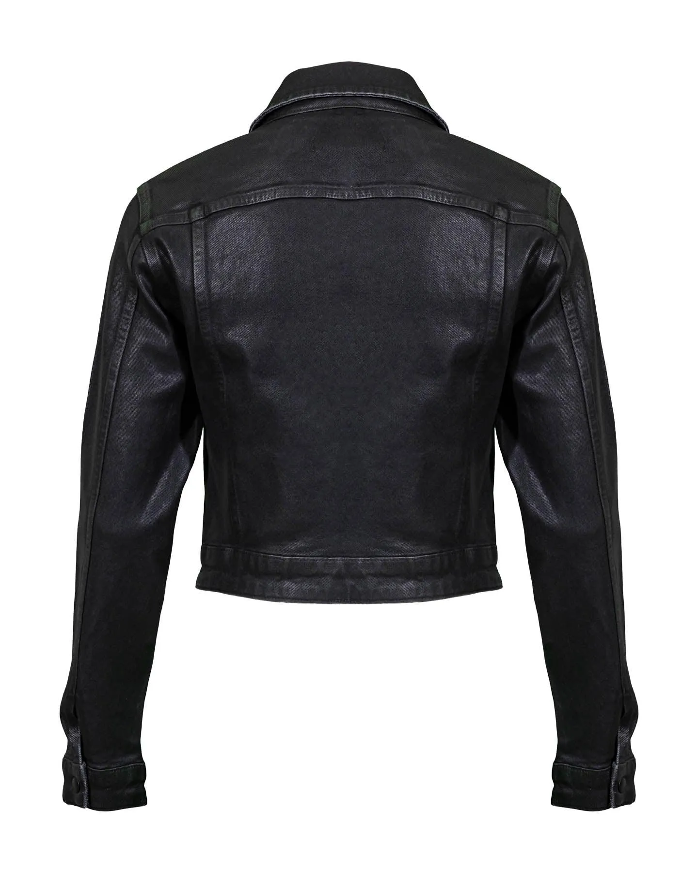 Cropped Coated Denim Jacket