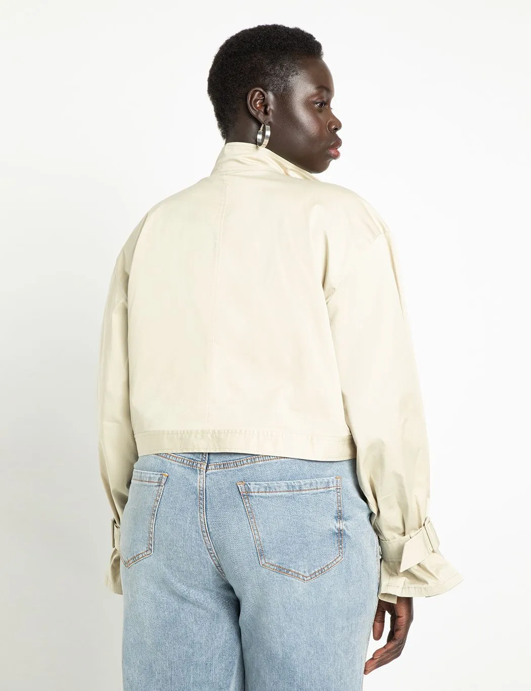 Cropped Utility Jacket in Moss Grey