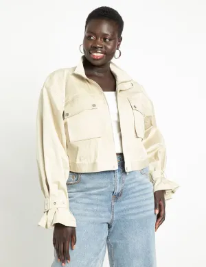 Cropped Utility Jacket in Moss Grey